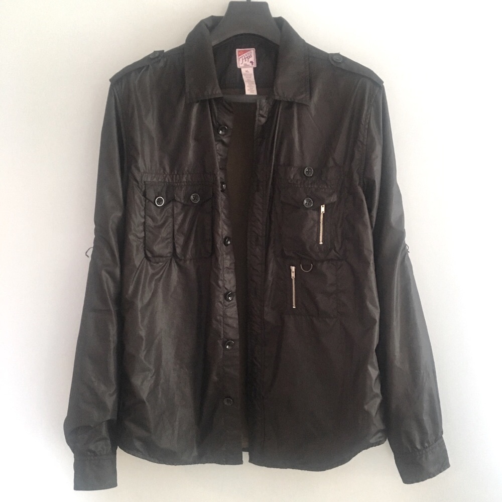 PRPS BLACK NYLON MILITARY SHIRT JACKET SIZE XL